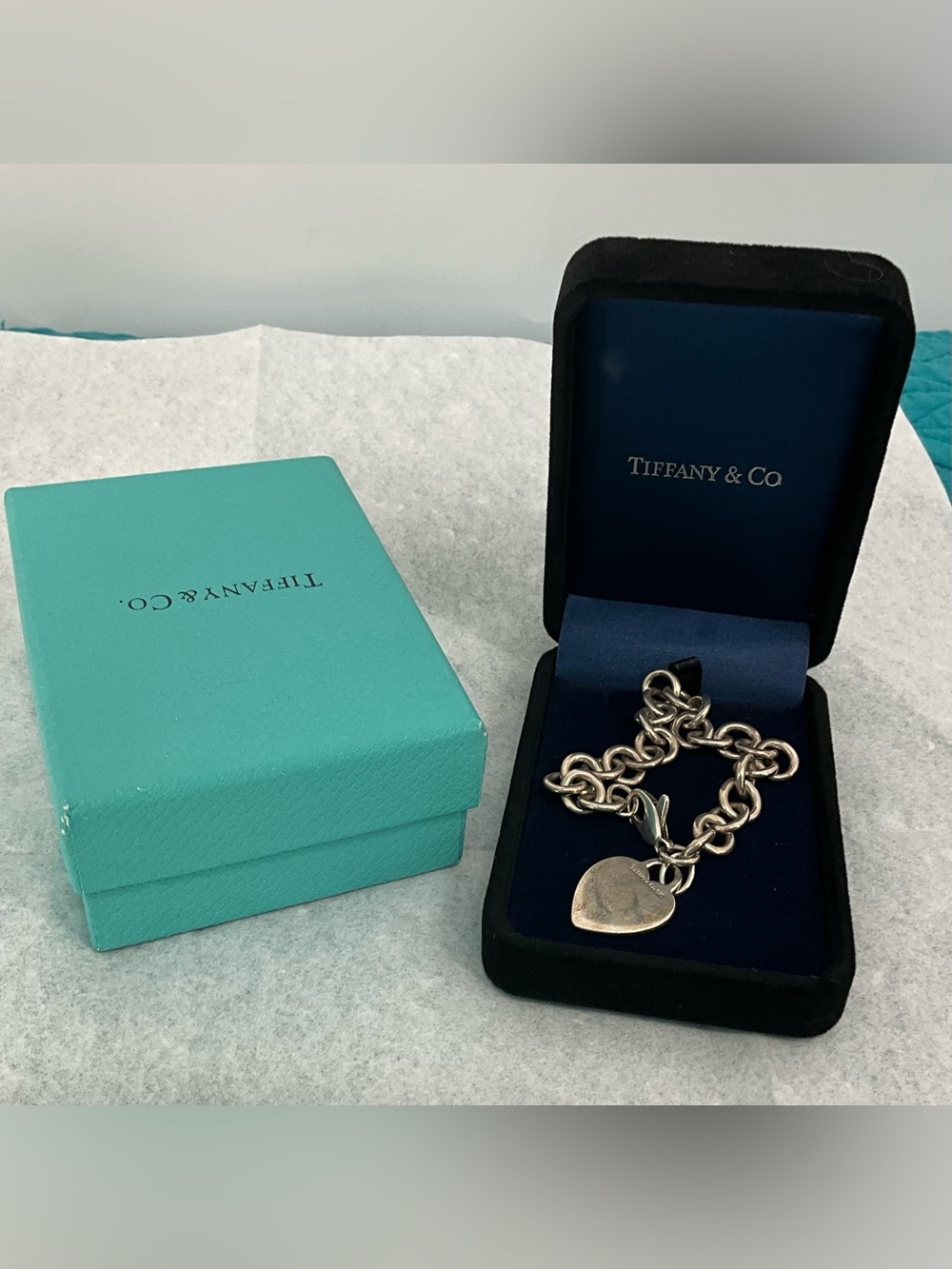 Tiffany & Co. Silver Engraveable Heart Tag Chain Bracelet 8” 32g + gift box